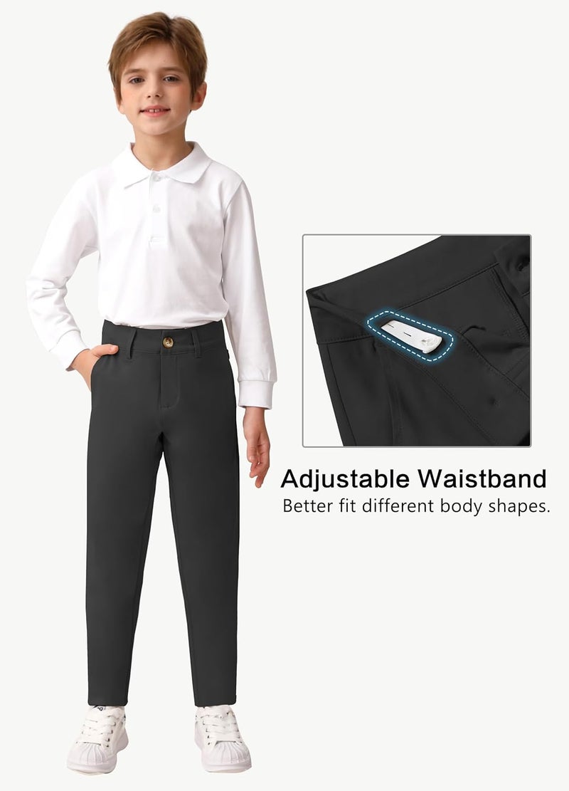 MIVEI Boys' Golf Pants Stretch Slim Fit Flat Front School Uniform Youth Chino Performance Khaki Dress Pant with Zipper Pocket - Image 1